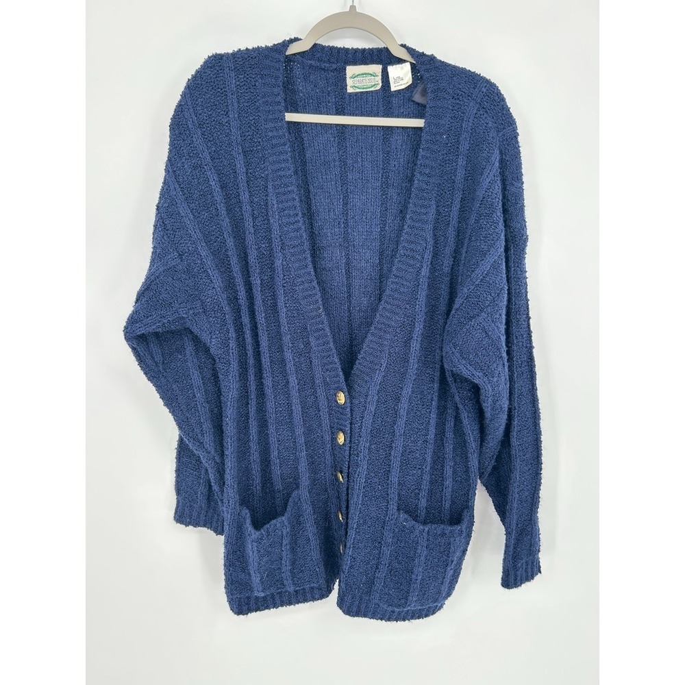 Separate Issue Womens L Blue Knit Cardigan Sweater Grandma Grandpa Academia Cozy